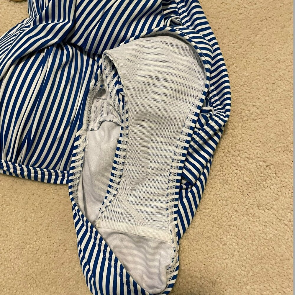 Nip Tuck One Piece Swimsuit Joanne Sorrento Stripe Azure Blue White Size 6 NWT - Picture 7 of 13